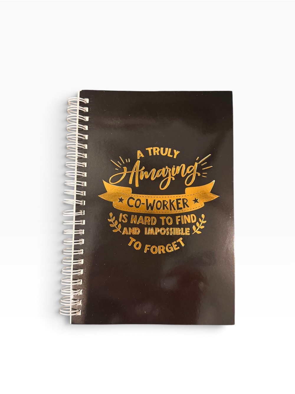 New- Spiral Notebook — Black with Gold "Amazing Co-Worker" Design- great gift